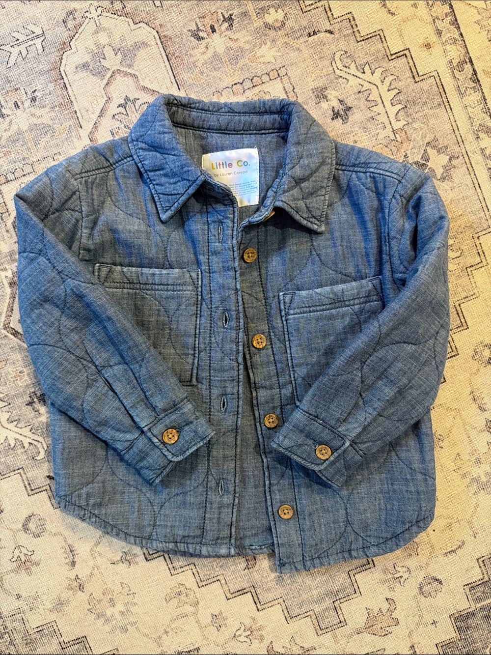 Little Co. Quilted Kids' Denim Jacket in Blue